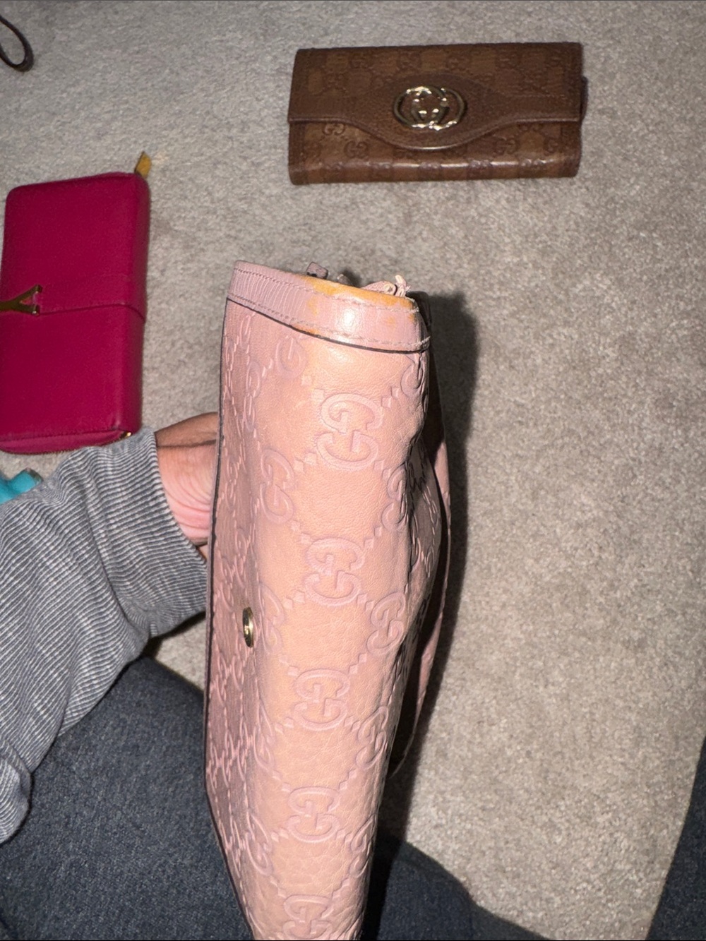 Pick one: Gucci Brown or Dusty Blush Leather Wallets OR Pink YSL Zip wallet - Picture 11 of 16